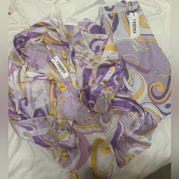 L’Agence - NWT Dani Silk Blouse & Lane Flared Trouser - XS/Sz 2 - Picture 3 of 6